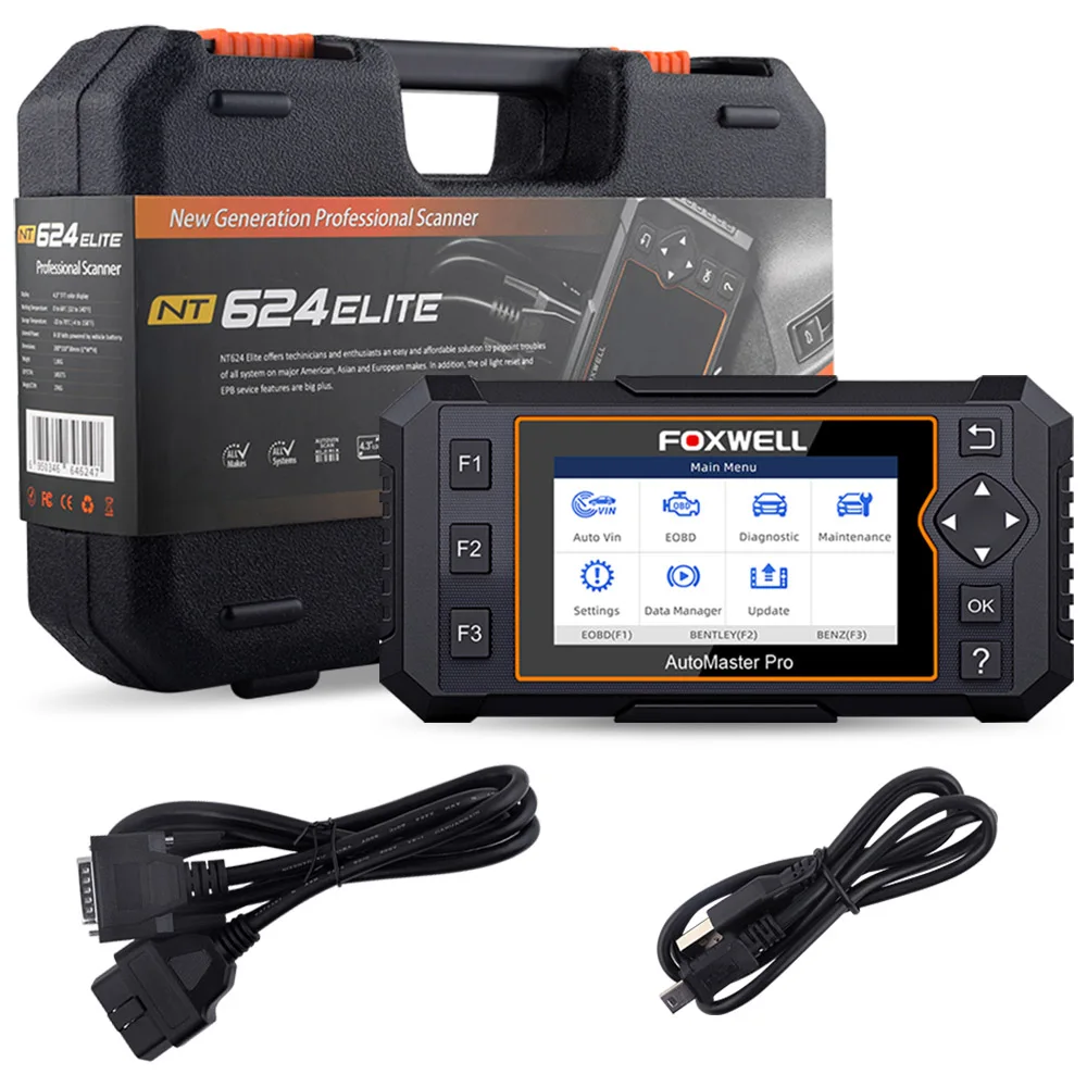 cheap car inspection equipment Foxwell NT624 Elite OBD2 EOBD Automotive Scanner Full System Code Reader EPB Oil Reset OBD 2 Auto Scanner Car Diagnostic Tool car battery charger price Code Readers & Scanning Tools