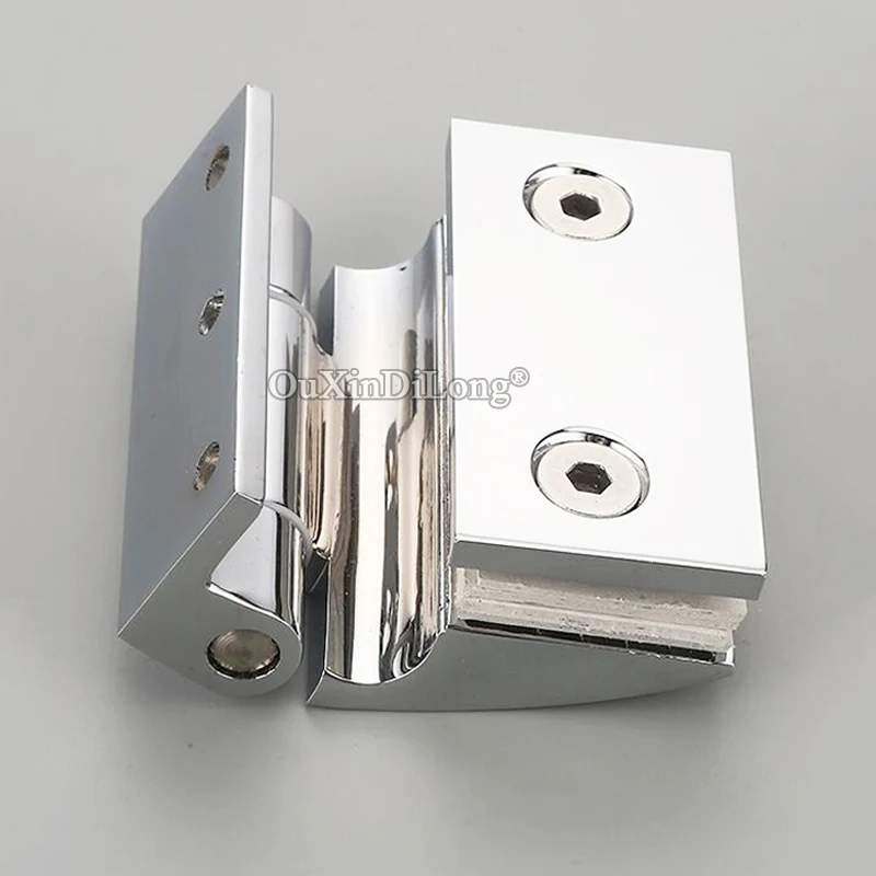 

High Quality 4PCS Brass Frameless Shower Glass Door Hinges Single side Glass Clamps Glass Fixed Holder Brackets Chrome Finished
