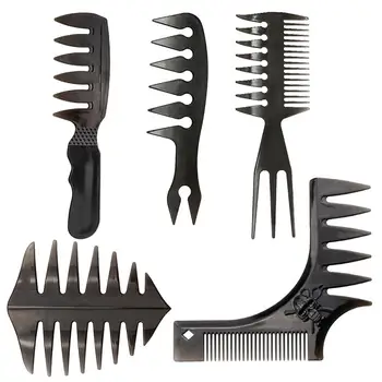 

5Pcs Men'S Vintage Oil Head Comb New Oil Head Shape Partner Comb Wide Tooth Fork Comb Back Comb Styling Tools For Men