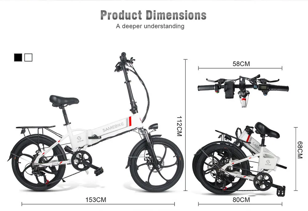 Flash Deal Samebike 20" Aluminum Alloy Foldable Electric Bicycle 48V 8Ah Intelligent LCD Display Remote Control Anti-theft Alarm Bike 9