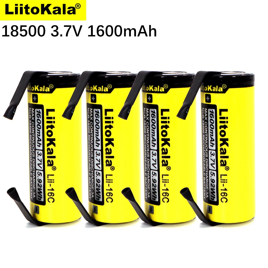 1-40PCS LiitoKala Lii-16C 18500 1600mAh 3.7 V rechargeable battery Recarregavel lithium ion for flashlight+DIY Nickel | Электроника