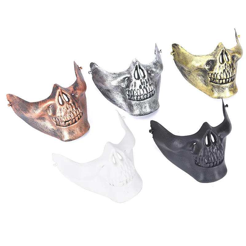 1pc Halloween Skull Mask Jaw Horror Half Face Shied Terror Plastic Human Skeleton 18cm x 13cm 5 color |