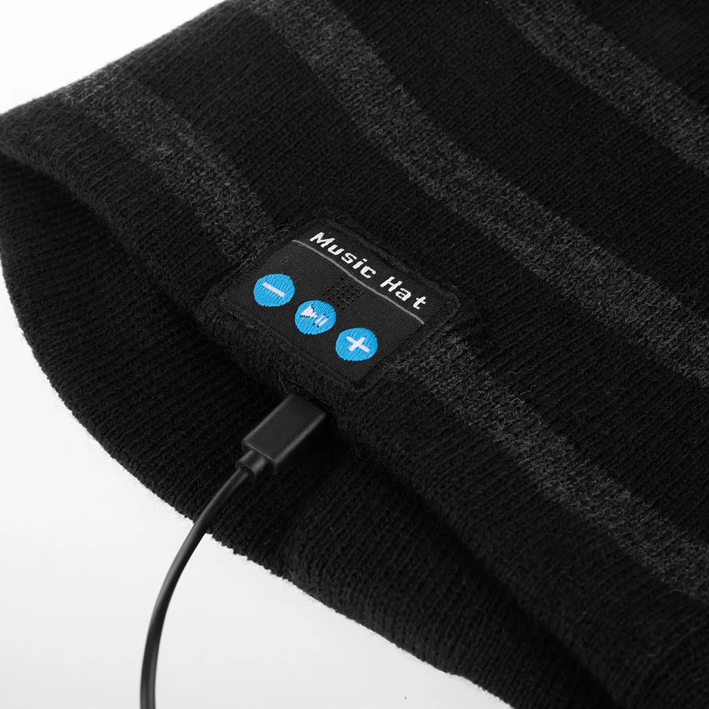 1х новая Bluetooth шапка бини, музыкальная вязаная шапка с громкой связью, стерео наушники, теплые BT 5,0 для фитнеса, перезаряжаемая батарея