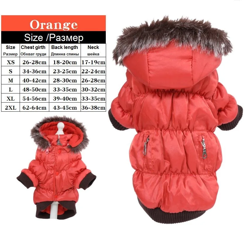 Orange Теплая зимняя одежда для собак, съемный капюшон, парки для собак, пальто для собак, куртка, одежда для собак, плюшевый чихуахуа, XS, s, m, l, Xl, 2XL - Цвет: Orange