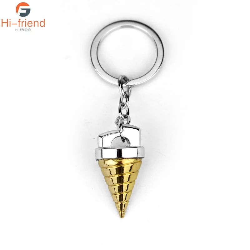 

M2 New Arrival Jewelry Gold Gurren Lagann Red Lotus Group Keychains Mech Warrior Conical Shape Alloy Keyrings For Fans