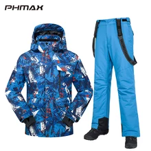 Зимний лыжный костюм PHMAX для мужчин и женщин, ветрозащитная Лыжная куртка и штаны, водонепроницаемый утепленный уличный костюм для катания на лыжах и сноуборде Зимний лыжный костюм PHMAX для мужчин и женщин, ветрозащитная Лыжная куртка и штаны, водонепроницаемый утепленный уличный костюм для катания на лыжах и сноуборде