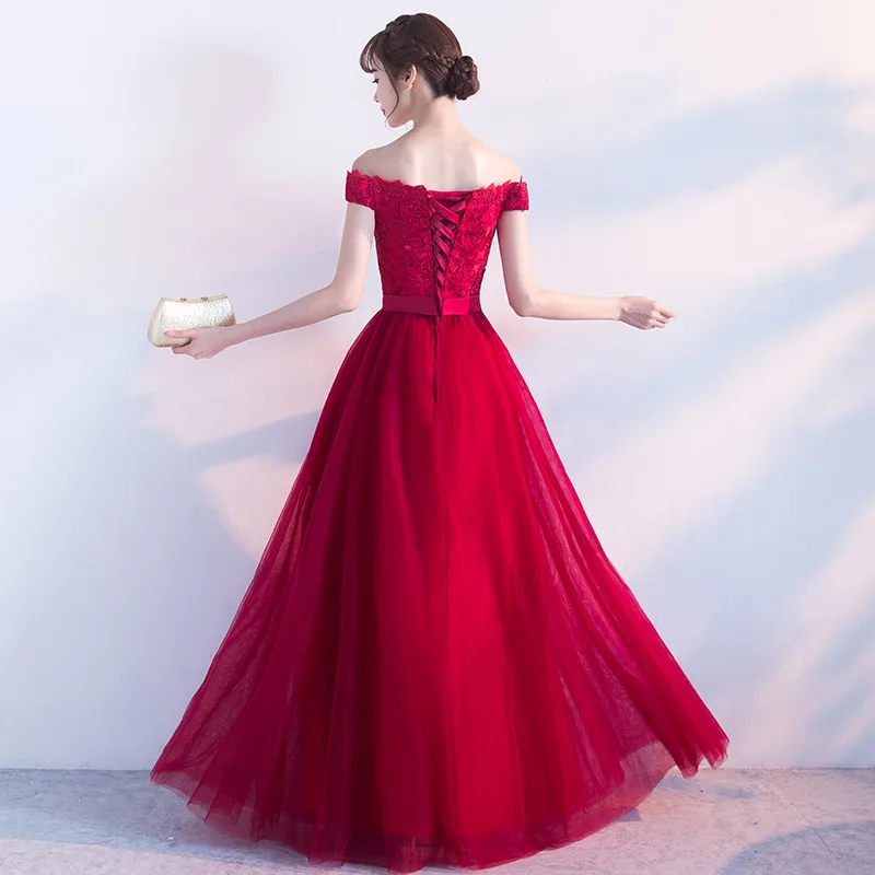 Floor-Length Wedding Party Women Dress Elegant Banquet Long Qipao Slash Neck Female Slim Prom Cheongsam Gowns Vestido XS-XXL