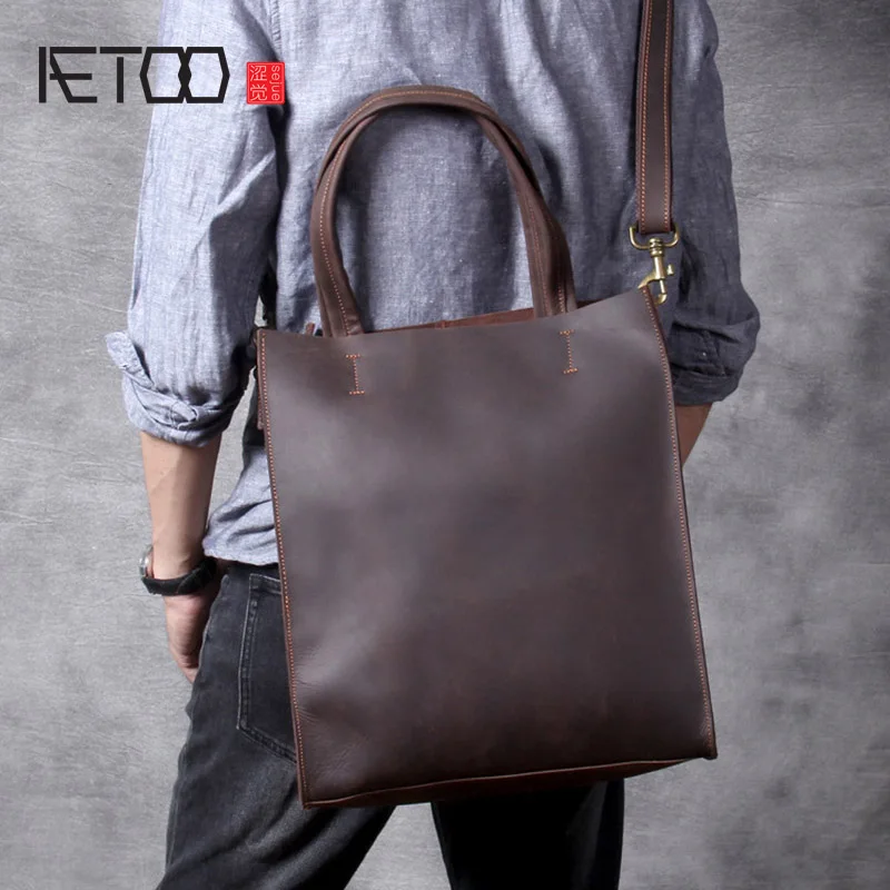 AETOO Vintage Mad Horse Handtas, mannen Lederen Grote Boodschappentas, Lederen Klassieke Computer Tas AETOO Vintage Mad Horse Handtas, mannen Lederen Grote Boodschappentas, Lederen Klassieke Computer Tas