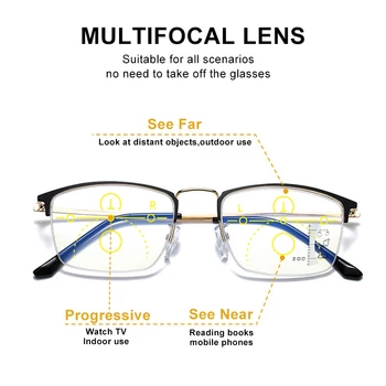 CLLOIO Titanium Alloy Photochromic Reading Glasses Men Progressive Multifocal Glasses Women Anti Blue Light Hyperopia Glasses 3