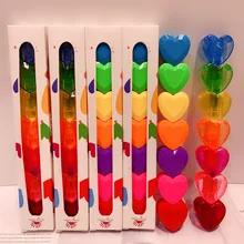 

Korean Heart Shape Highlighter Splicable DIY Free Assembly Pen Key Marker Doodle Six Colors Creative Stationery Children Gifts