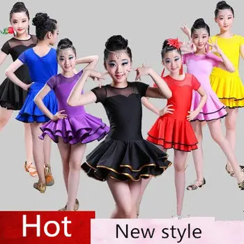 

New Girls Latin Dance Dress Ballroom Dance Competition Dresses Tango Practice Fringe Skirt for Girl Top Stage Wear Costumes
