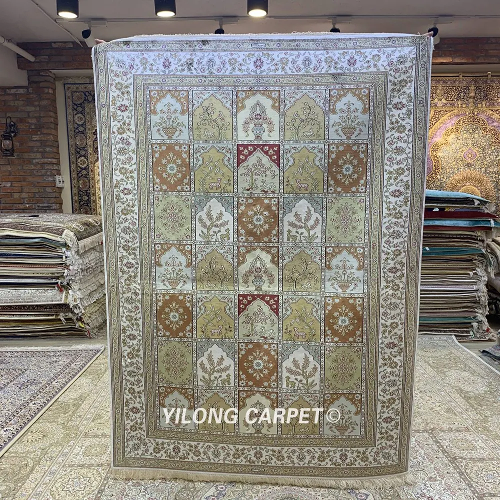Yilong 4'x6' четыре сезона ручной работы персидские ковры турецкий изысканный Шелковый ковер (HF279B)