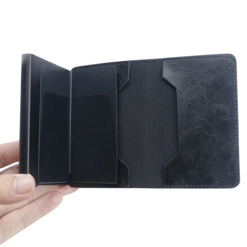 Металлический кредитный держатель для карт тонкий RFID блокирующий кожаный кошелек кредитный ID держатель для карт мужские из искусственной кожи кредитные кошельки для карт