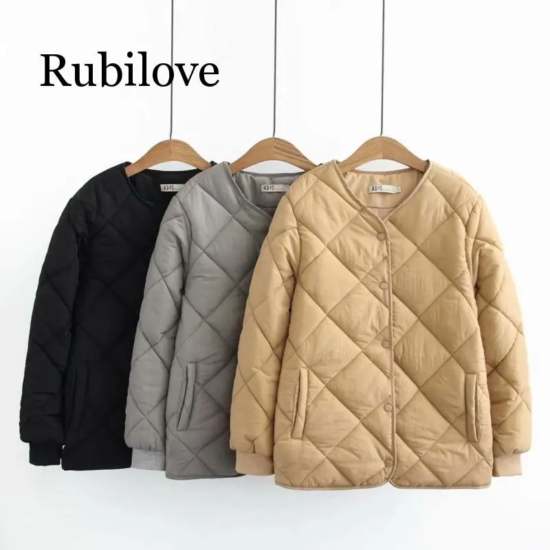 

Rubilove Thin Parka Coat for Women Casual V-neck Loose Single Breasted Long Sleeve Plus Size Parkas Outerwear 3 Colors