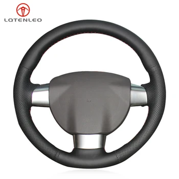 

LQTENLEO Black Artificial Leather Car Steering Wheel Cover For Ford Focus 2005-2011 Focus CC 2007 2008 2009 2010 2011 (3-Spoke)
