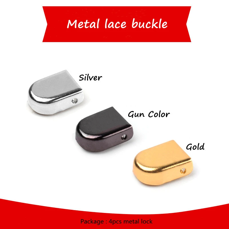 

4pcs/1 Set Of Shoelace Buckle Tips Head DIY Sneaker Kits 6mm/8mm Silver Gold Black Metal Accessories Loafer Lace Up Buckle