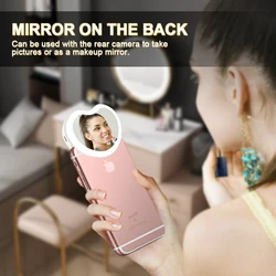 Lampe annulaire LED en forme de cœur pour Selfie, avec Mini miroir de maquillage, intensité variable, Rechargeable par USB, support de téléphone Portable, lumière d'objectif 