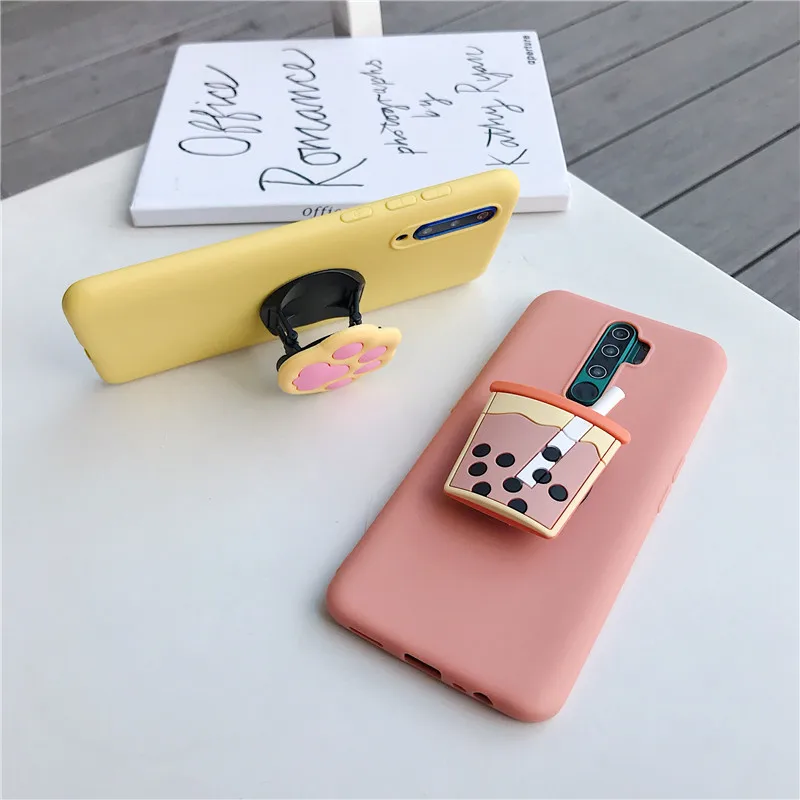 3D silicone cartoon phone holder case for samsung galaxy a51 a71 4G 5G A50 A30 A40 A20 A10 A70 A7 2018 m30s cute soft cover