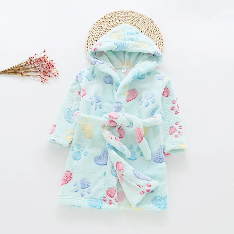

Baby Boy Girl Robes Children Flannel Bathrobes Winter Plush Night-Gown Homewear Pajamas Kids Thicken Warm Sleepwear Nightclothes