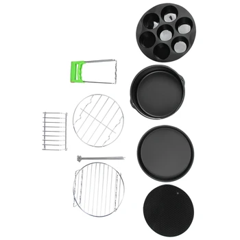 

8Pcs 8 Inch Air Fryer Frying Cage Dish Baking Pan Rack Pizza Tray Pot Accessories Fit For 5.2~5.8Qt
