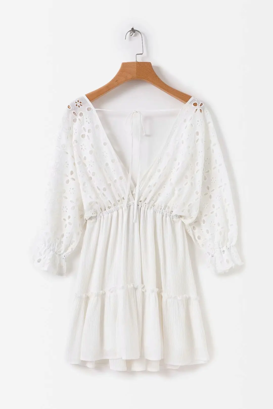 

2018 Western Style Autumn And Winter WOMEN'S Dress New Style Hollow out Embroidered Lace-up V-neck Dress