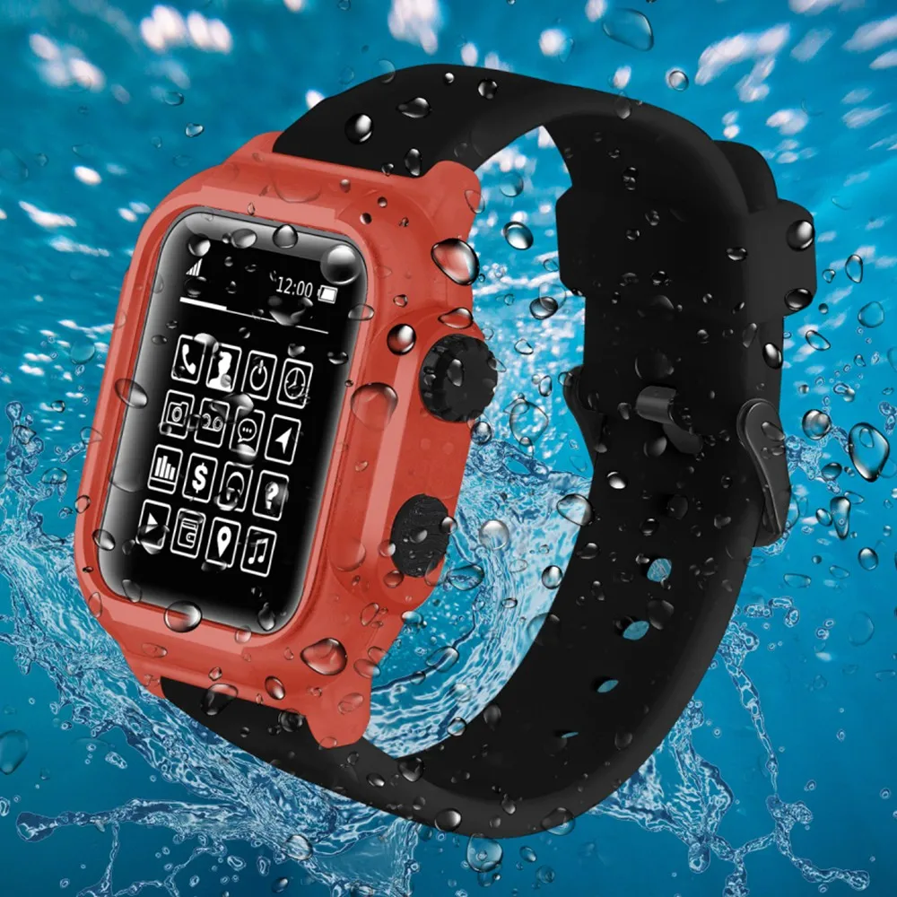 Ремешок силиконовый для Apple Watch Series 2 3 4 водонепроницаемый спортивный сменный