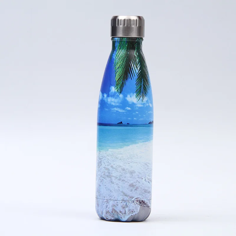 Цветочная BPA бутылка для воды из нержавеющей стали Термос фляжка Спортивная бутылка для питья для воды чашка с изоляцией холода шейкер кружка - Цвет: U