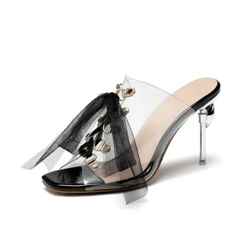 

2020 New Summer PVC Women's Sandals Fashion Wild Transparent Gladiator Plus Size 33 44 45 46 Rome Super High Heel Women Shoes