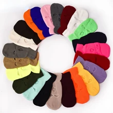 

1Pc Full Face Cover Ski Mask Hat 3 Holes Balaclava Army Tactical CS Windproof Knit Beanies Bonnet Winter Warm Unisex Caps