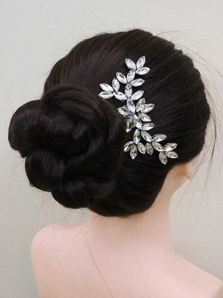 Full Rhinestone Hair Comb Women Flower Head Jewelry Gold Silver Wedding Headpieces Bridal Hair Accessories Clips hair accessories,bridal hair accessories