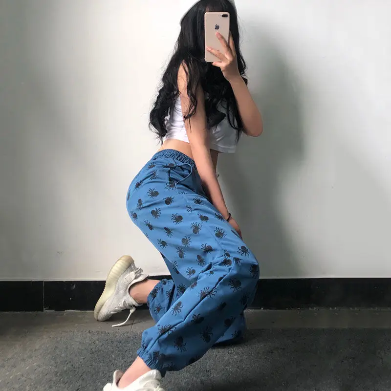 HOUZHOU Sweatpants Women Korean Style Harajuku Pants Streetwear Women Joggers Autumn Fashion Track Pants Women Print Trousers