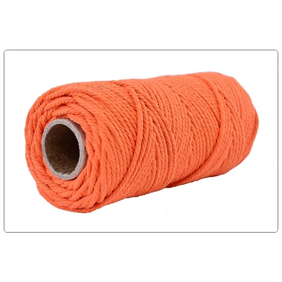 100 м 4 мм цветная тканая хлопковая веревка шнур макраме Плетеный витой ручной работы аксессуары материалы - Цвет: Оранжевый