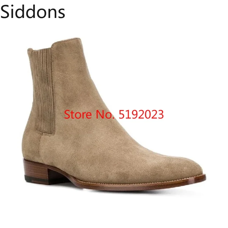 

Winter Men Leather Suede Pointed Toe Ankle Dress Boots Luxury Men Boots Fashion Vintage Motorcycle Chelsea Boots D159