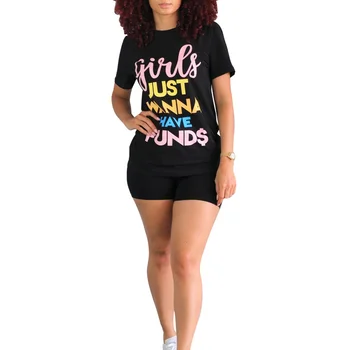 

2020 New Letter Prited Two Piece Set Short Sleeve Tee Top + Pants Suit Women Solid Casual Tracksuit Outfit Loose Letter Sets