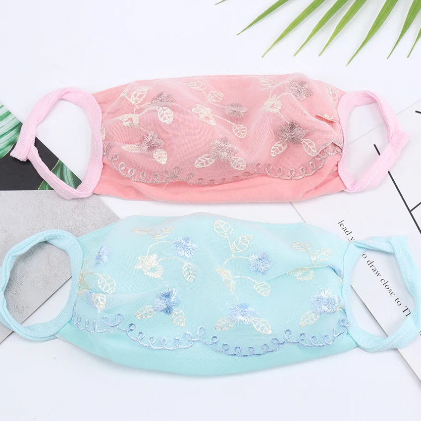 1PC Anti Haze Dust Mouth Mask Washable Reusable Double Ladies Three Layer Lace Dustproof Mouth Muffle