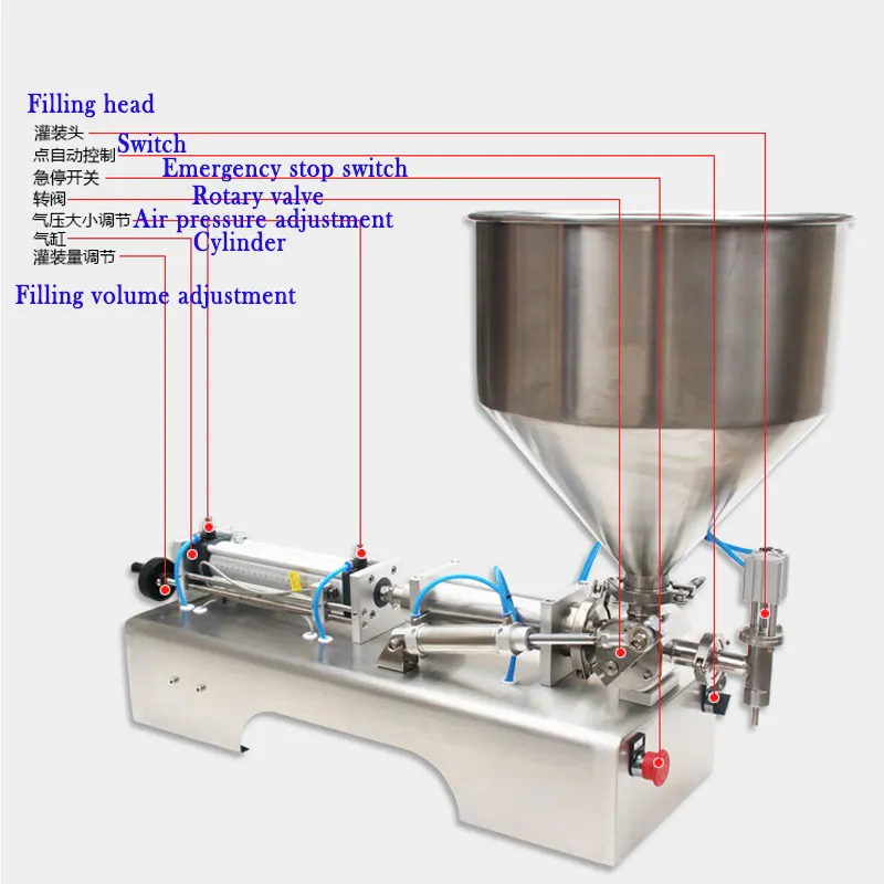 5-1000 мл одиночный жидкий наполнитель крем шампунь пневматическая разливочная машина поршень косметическая паста масло Вода разливочная машина