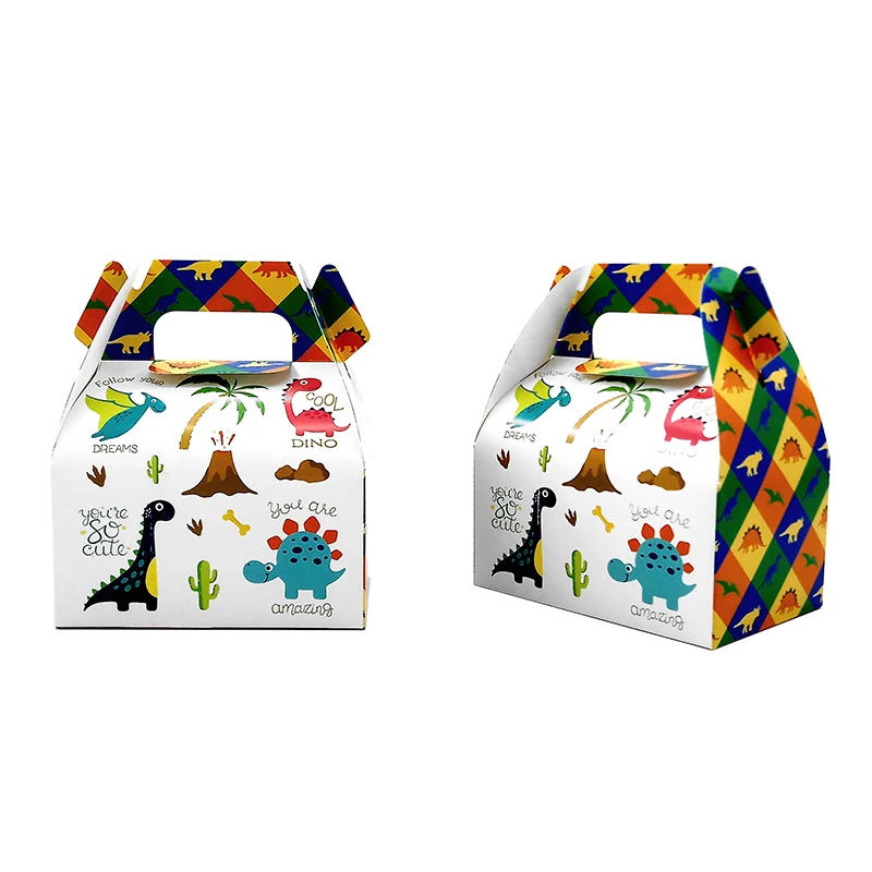 6pcs Candy Box Cake Gift Bags Snack Container For Kids Dinosaur Theme