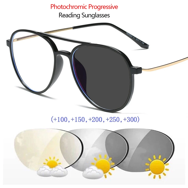 

Double Beam Pilot Reading Sunglasses for Women Men Look Near Far Outdoor Travell Driving Shades Sun Eyeglasses Magnifier N5