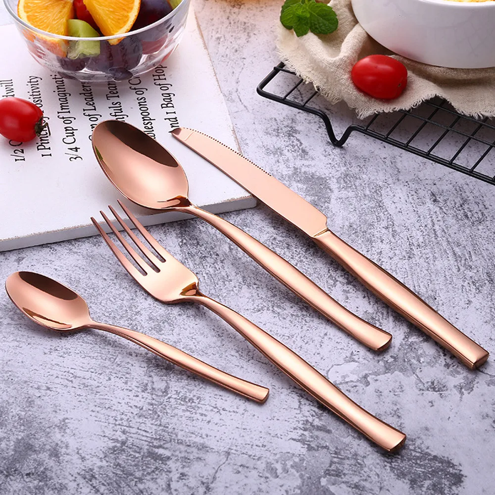 Cutlery Set 2019Top 4Pcs Set Stainless Steel Upscale Dinnerware Flatware Cutlery Fork Spoon Teaspoon Kitchen Accessories