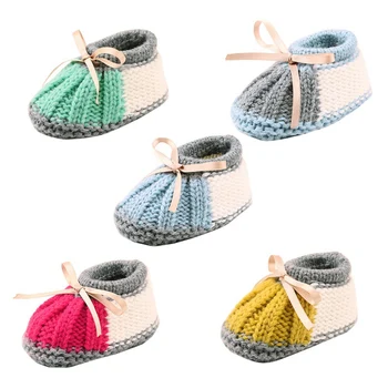 

Newborn Baby Boys Girls Crib Shoes Winter Warm Knitting Boots Socks Shoe Covers Baby Boy Girl Plush Shoes Covers Hot Sale