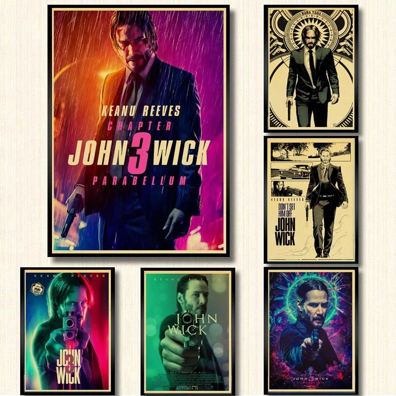 Vintage Movie John Wick Poster Retro Poster Kraft Paper Printed Wall Posters For Home Bar Wall Room Painting Painting Calligraphy Aliexpress