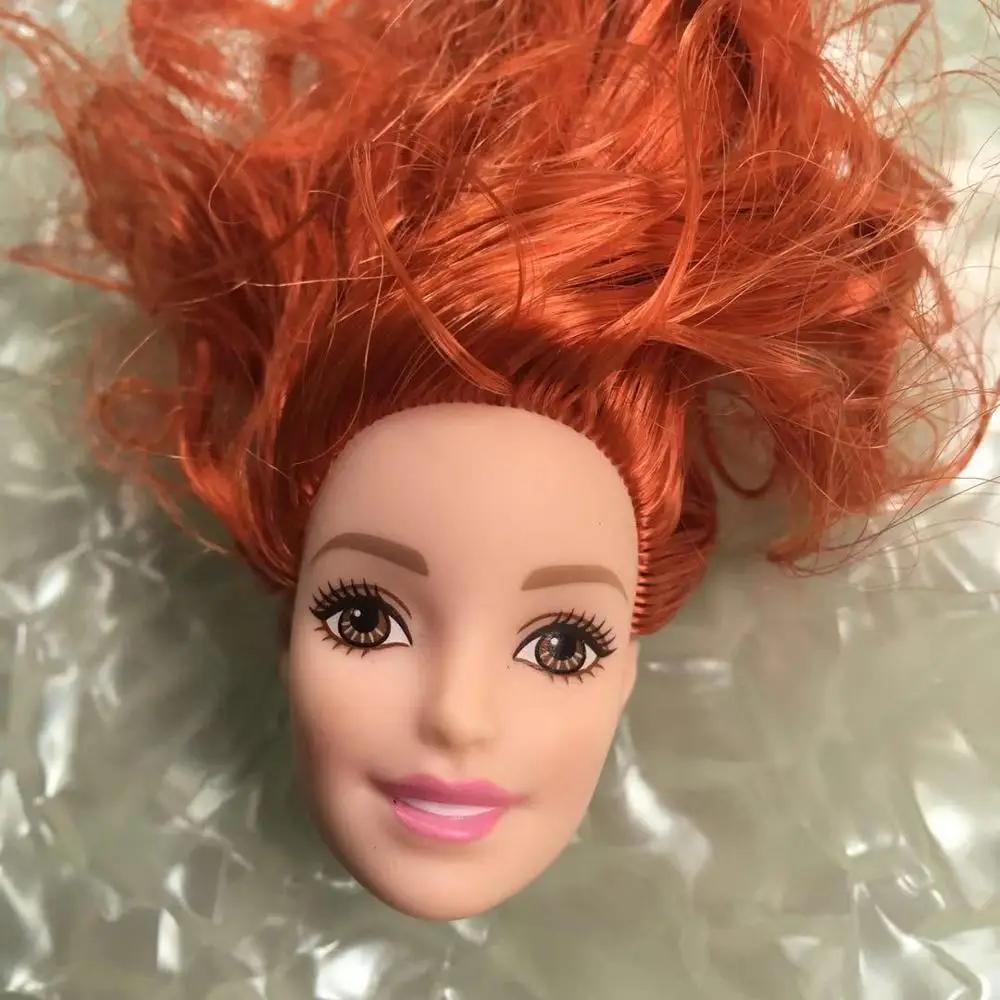 Редкая кукла голова Азия лицо ямочка лицо кукла аксессуары принцесса игрушка голова 1/6 Мода части куклы черный фиолетовый коричневый волосы голова куклы - Цвет: red hair no freckles