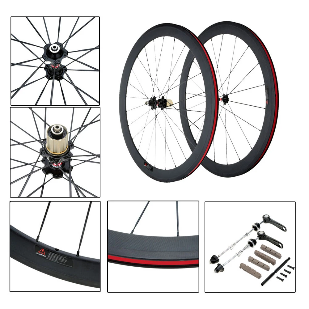 Flash Deal Matt 700C Road Bike Wheelsets 3K Full Carbon Bicycle Wheel 50mm Clincher Rim+Spokes+Hub+Quick Release Lever Skewers+Brake Pads 7 Flash Deal Matt 700C Road Bike Wheelsets 3K Full Carbon Bicycle Wheel 50mm Clincher Rim+Spokes+Hub+Quick Release Lever Skewers+Brake Pads 7