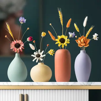 

Nordic Ceramic Vase Decoration Home Dried Flower Arrangement Container Mini Flowers Bottle Plant Pot TV Cabinet Porch Ornaments