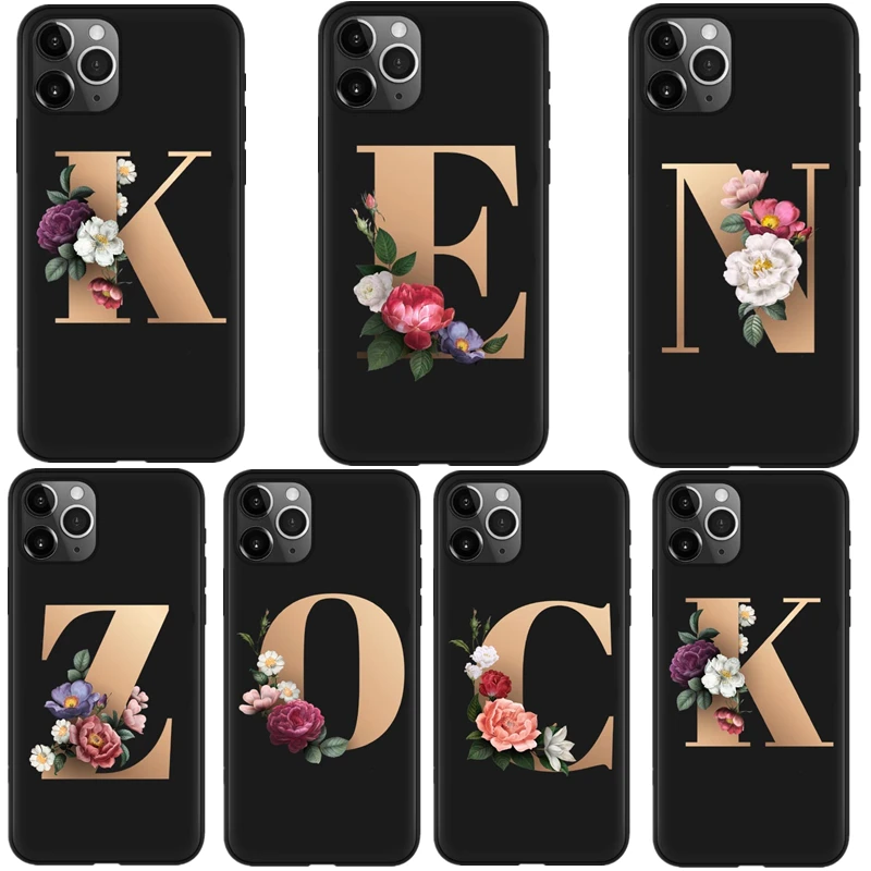 Мягкий чехол из ТПУ для iPhone 11 Pro Max 2019 XS XR с первым буквой A B C D E F G H I J L M N P Q R S T U V W X Y Z