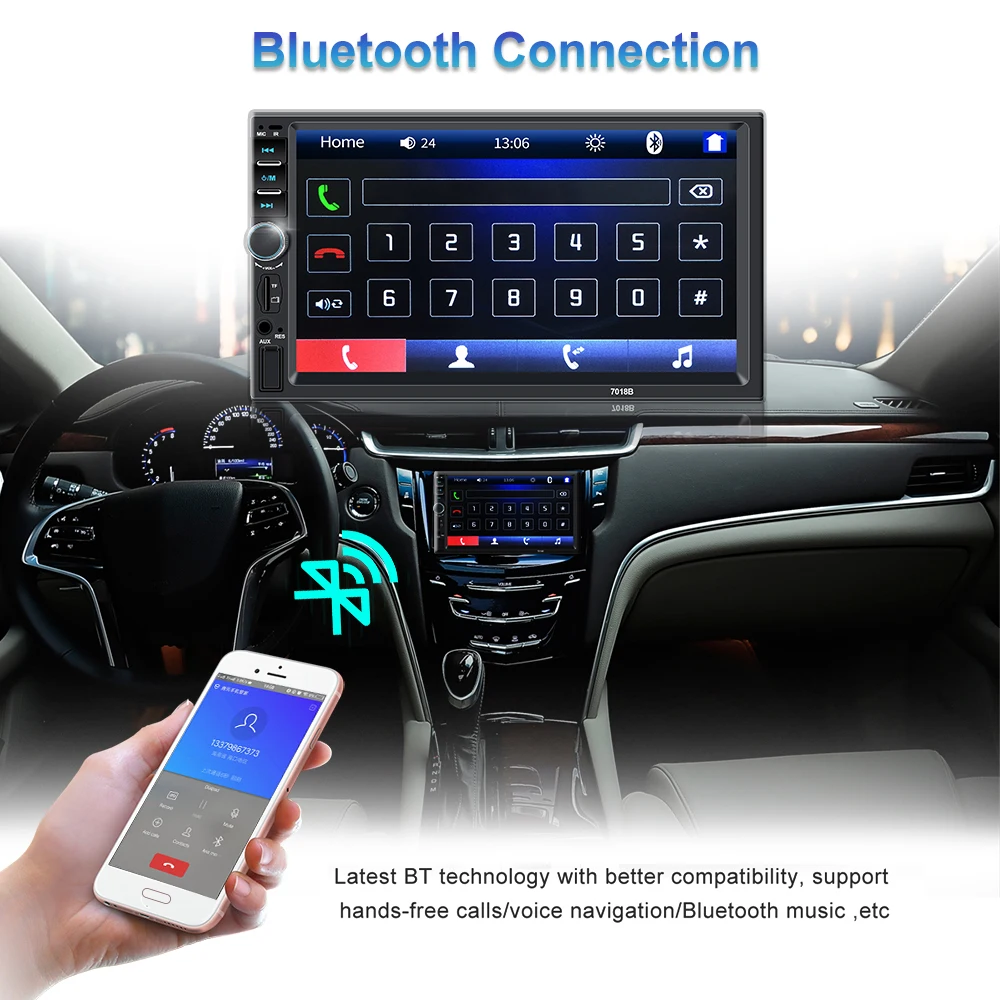 Autoradio 2 din Cassette Recorder Car Radio HD 7 7018B Touch Screen Car Audio Bluetooth Rear View Camera MP5 multimedia Player