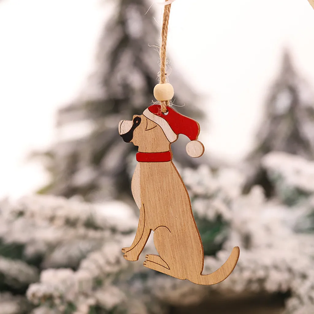 Christmas Decorating 1PC Wooden Hanging Christmas Tree Cabin Elk Car Ornament Xmas Party Home Decor navidad kerst natal#30