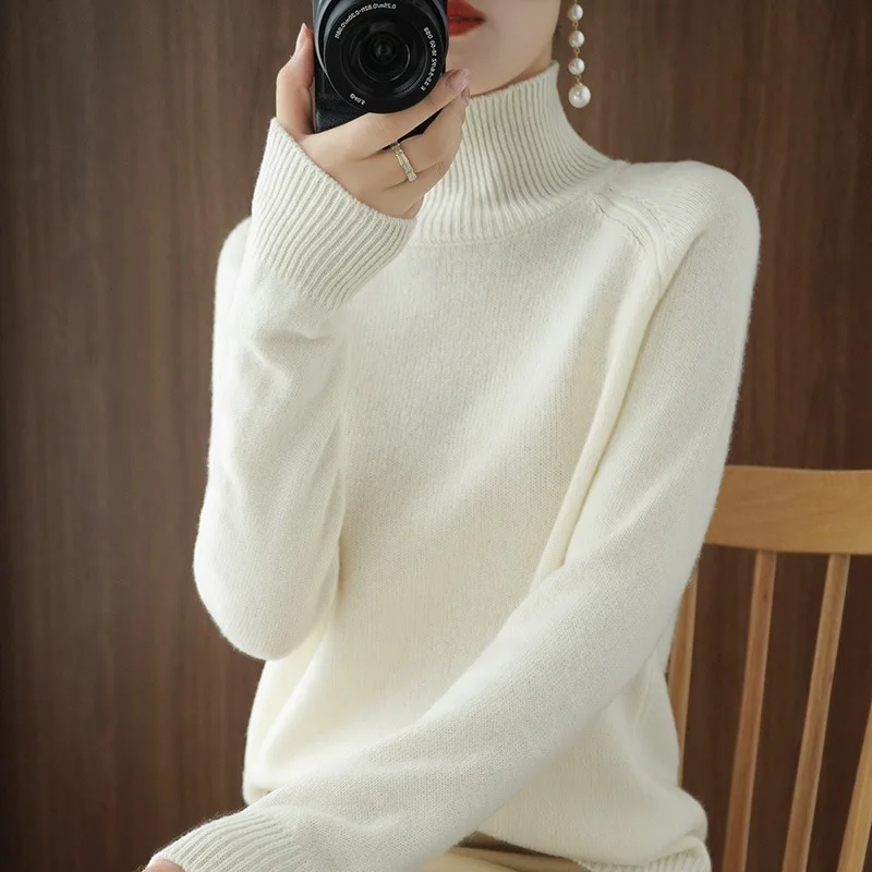 Raglan sleeves Turtleneck wool sweater women loose lazy pullover thick autumn and winter new large size knitted jumpers | Женская одежда