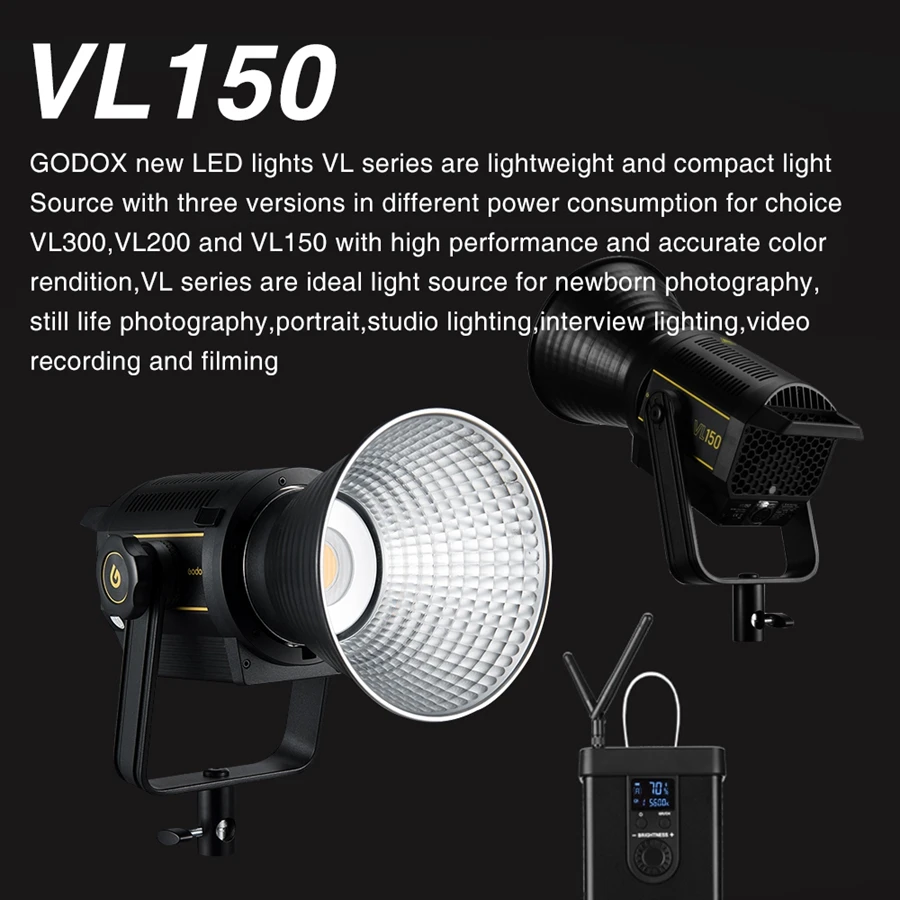 US $479.00 Godox VL150 VL150 150W 5600K White Version LED Video Light Photography Continuous Output Bowens Mount Studio Light App Support