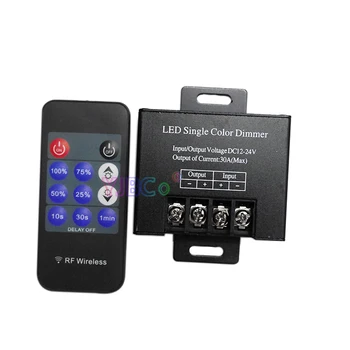

11Key RF 30A Single Color LED dimmer DC12V 24V 5050 3528 SMD led lamp tape switch dimming light Controller Free Shipping